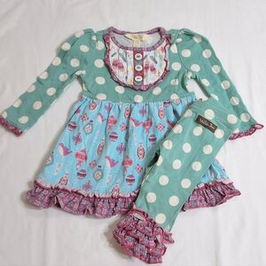 Matilda Jane Baby Girl Stained Glass Christmas Dress & Cavalier Leggings, 3-6 M